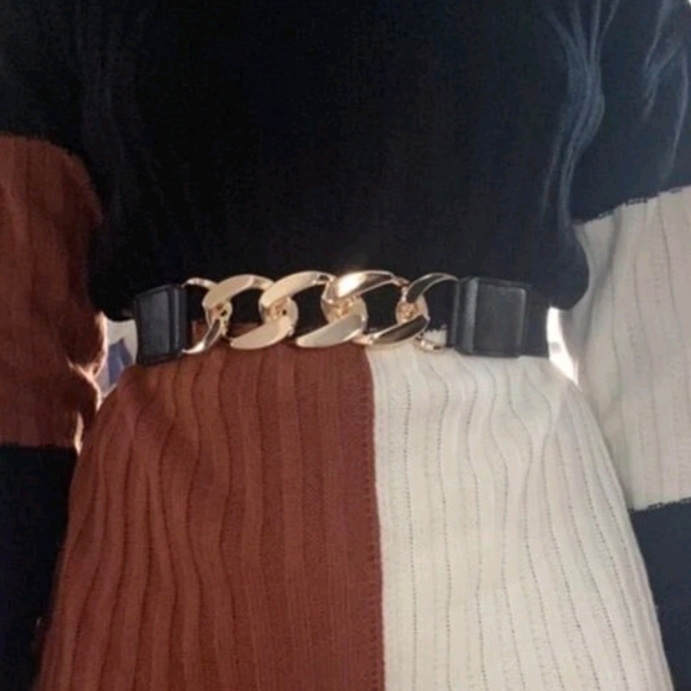 Elastic chunky black gold belt - Picture 8 of 14